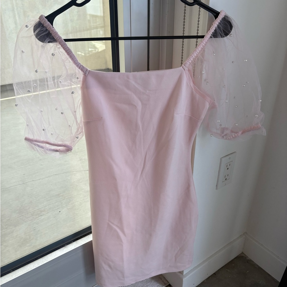 Thirty Thirty Pink Dress with Sheer Sleeves